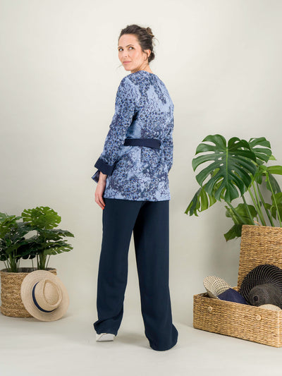 veste kimono femme imprimé bleu organic