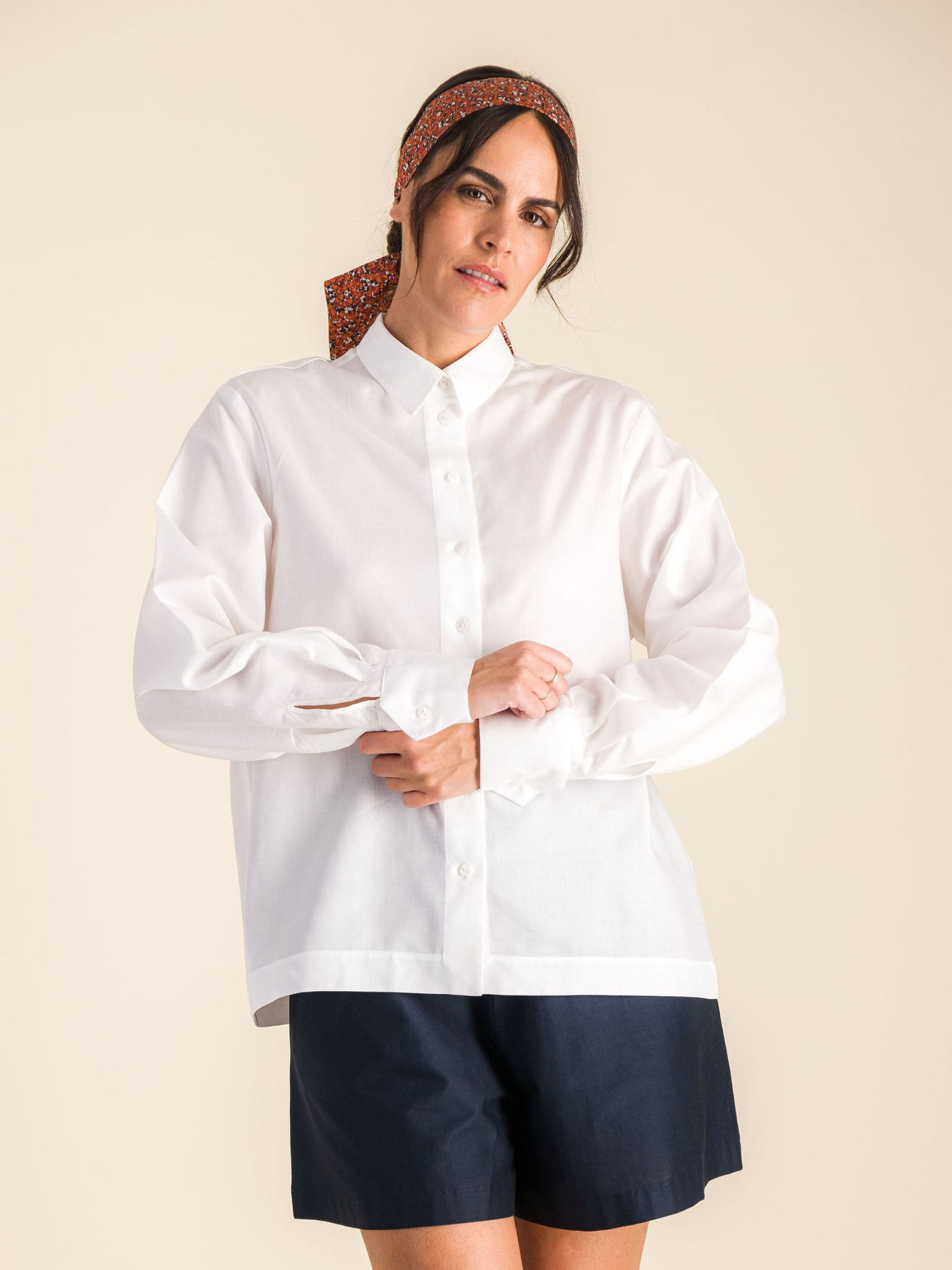 White cotton poplin shirt ELISE