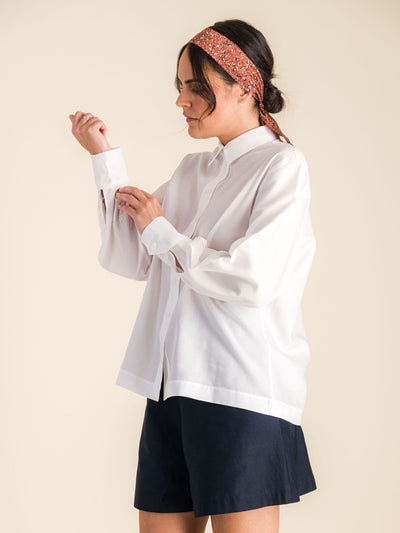 White cotton poplin shirt ELISE