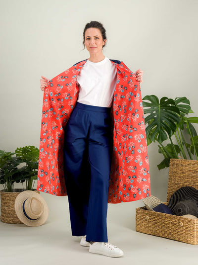 veste en coton pour femme avec deux poches insérées dans la couture côté