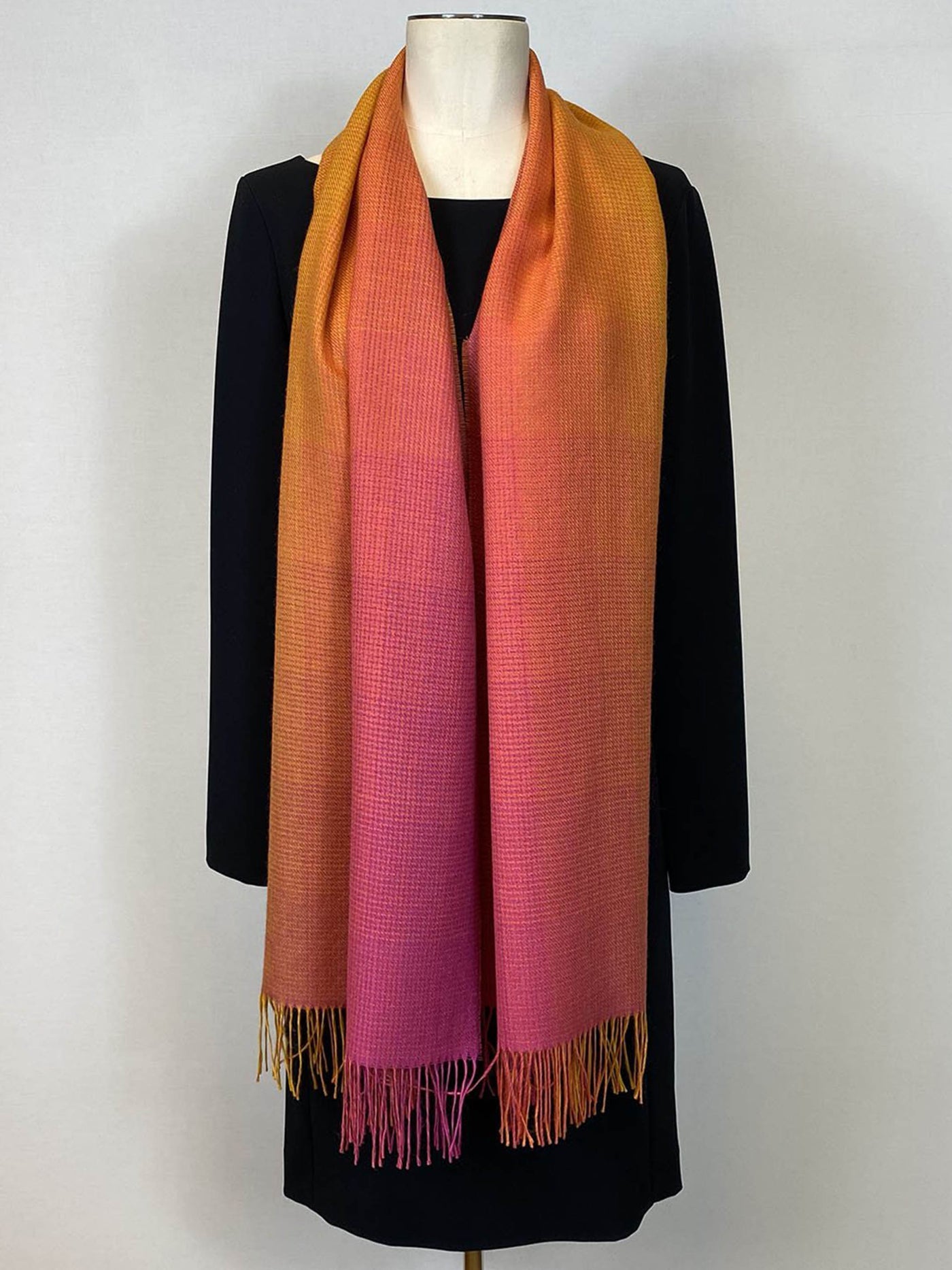 echarpe baby alpaga rose orange longue
